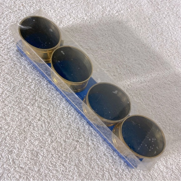 Vintage Giftcraft Brass Napkin Rings Set x4 New - Picture 4 of 13